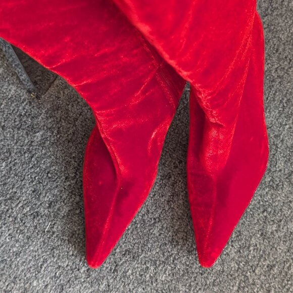 Frederick's of Hollywood Vintage Red Velvet Boots Y2K - Picture 3 of 16